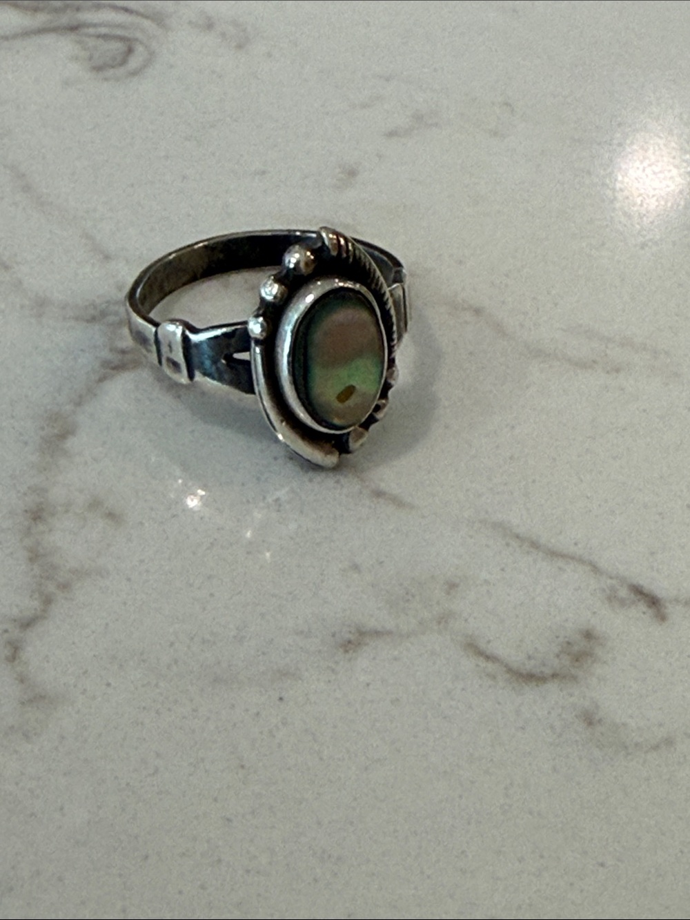 Sterling Silver Green Stone Oval Cocktail Ring